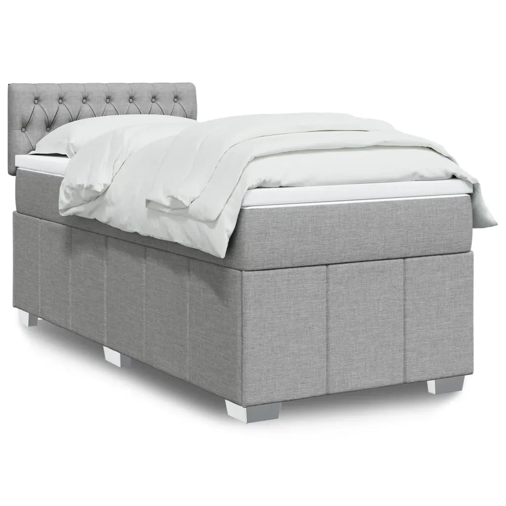 Giroletto a Molle con Materasso Grigio Chiaro 90x200 cm Tessuto