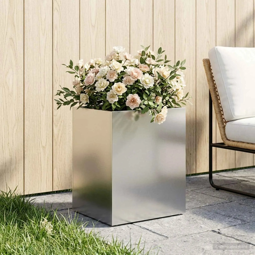Vaso da giardino Argento 40 x 30 x 50 cm Acciaio Inox 8005492