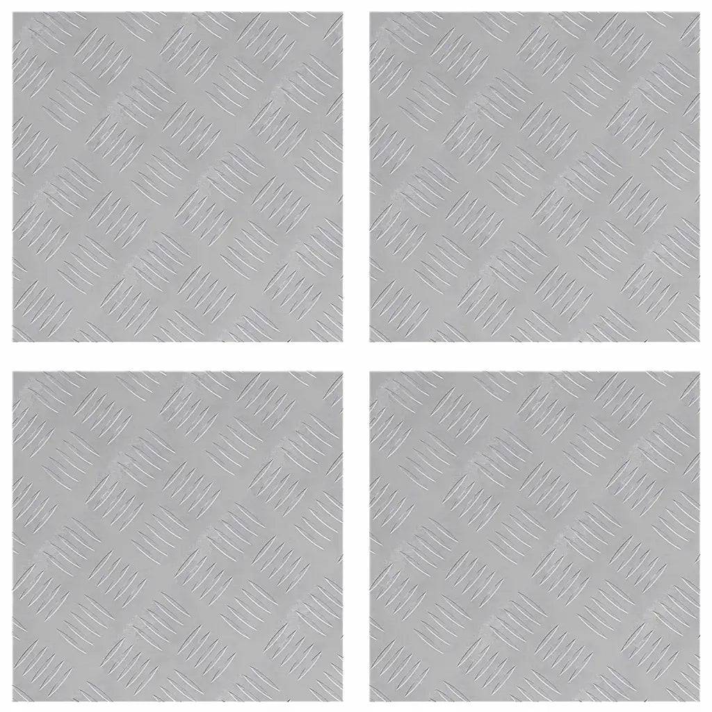 Gradini per Scale Quadrato 4 pz | Tappetini per scale autoadesivi Argento 40 x 40 cm Alluminio