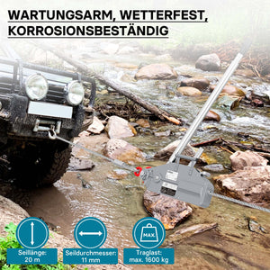 Paranco a fune max 1600kg fune 20m Ø11mm per sollevamento spostamento carichi