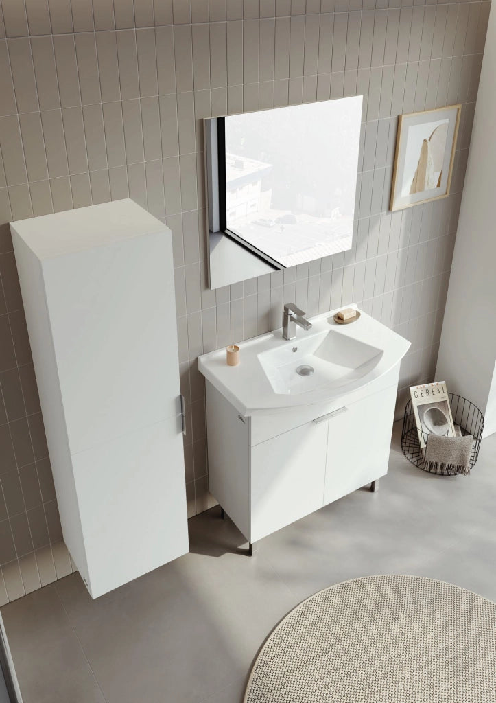 Set mobile lavabo con specchio (2 pezzi) "Purus 80" - 80 x 50 x 83 cm - Bianco