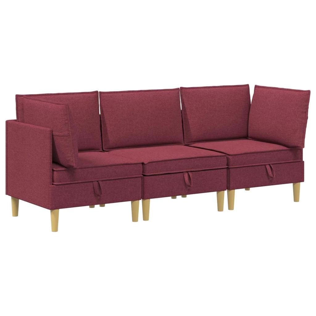 Set di mobili per il soggiorno 3 pcs Rosso Vino Tessuto 3413688