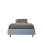 Letto Sommier imbottito Matrimoniale francese 140x190 cm Azelia - Contenitore,Microfibra,Azzurro