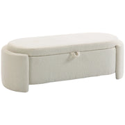 Pouf contenitore ovale imbottito in tessuto ¨C zephmum ¨C crema 129x48.5x44 cm