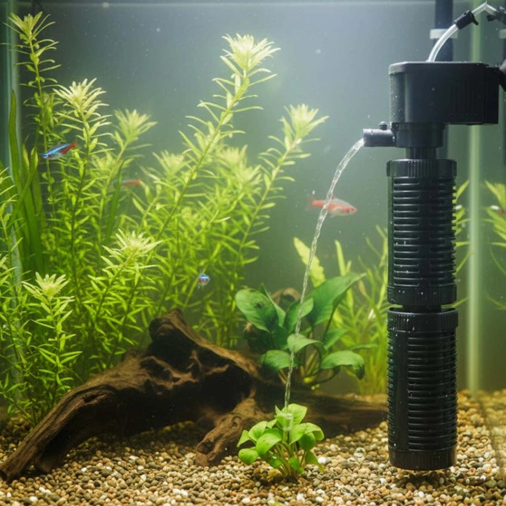 Pompa di filtraggio sommergibile 3 in 1 da 14 W per acquario, portata 1020 l/h Nero Avizar