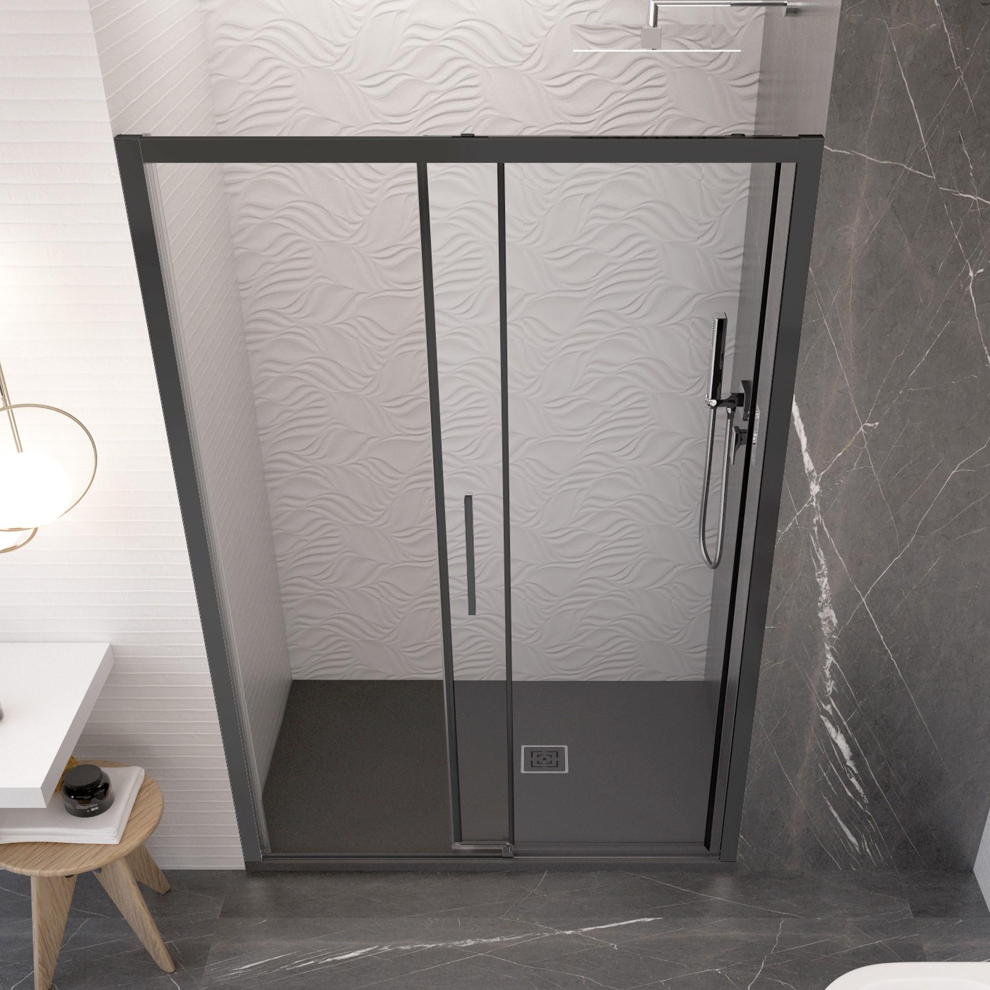 Porta Parete Doccia 140 cm 1 Anta Scorrevole in Cristallo Trasparente 6mm H195 Bonussi Eliane