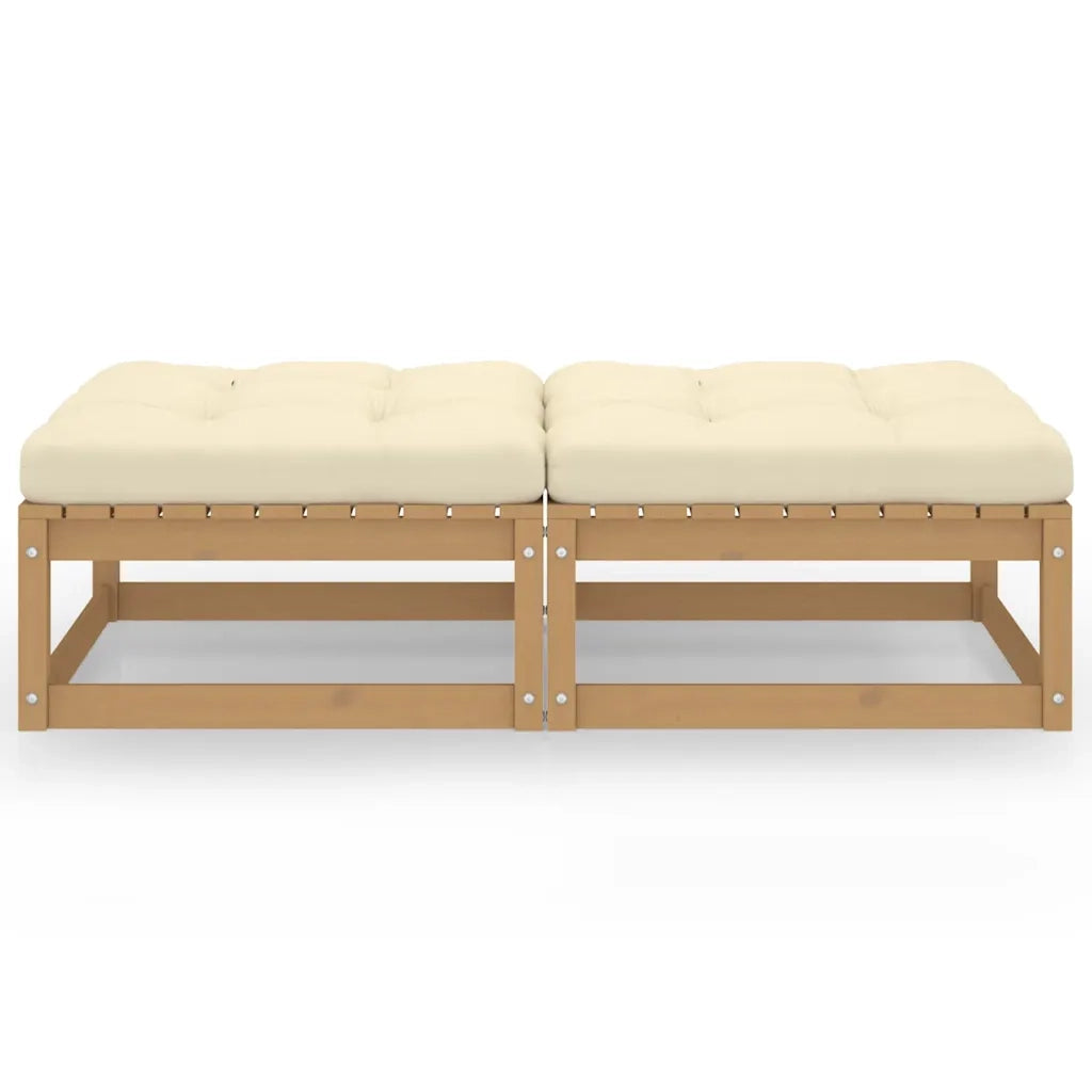 Panchetto-Sgabelli da Giardino con Cuscini 2 pz Legno Massello di Pino