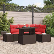 Set Divano da Giardino 6 pcs Marrone e Rosso polyrattan 3349180