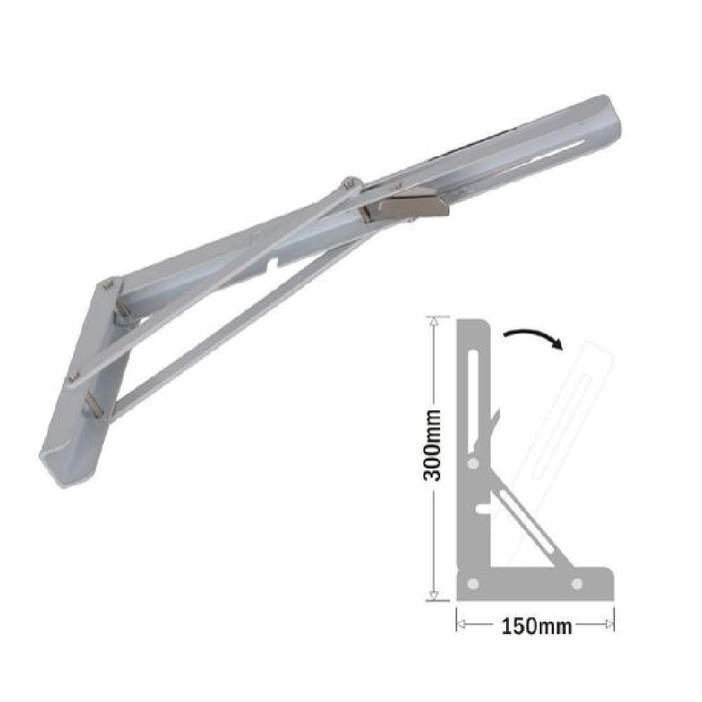 Trade Shop - Reggimensola Supporto Staffa Metallo Pieghevole Regolabile 30x15cm Bianco 91289 -