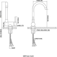 Rubinetto miscelatore per cucina abbattibile sottofinestra acciaio inox satinato/opaco