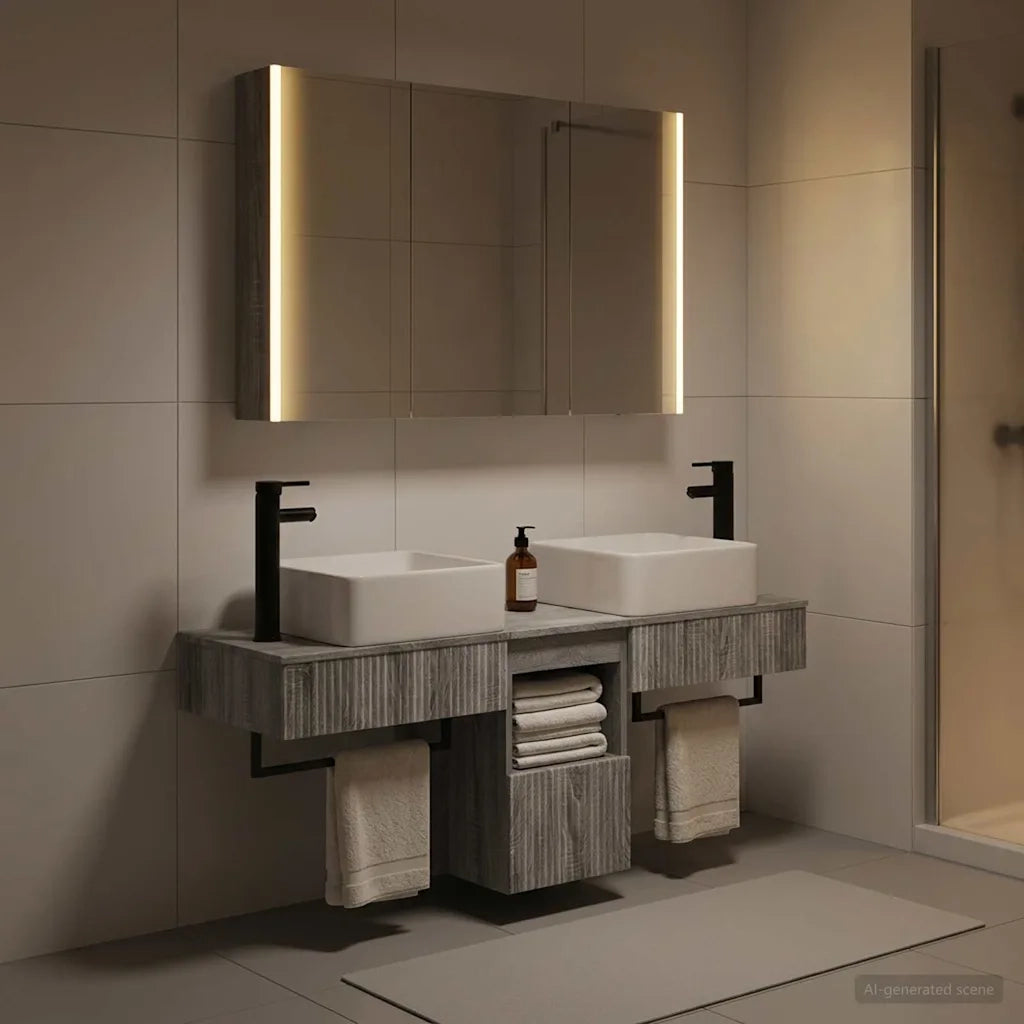 Set di Armadi da Bagno 4 pcs Sonoma grigio 103,5 x 15,5 x 70 cm 3406308