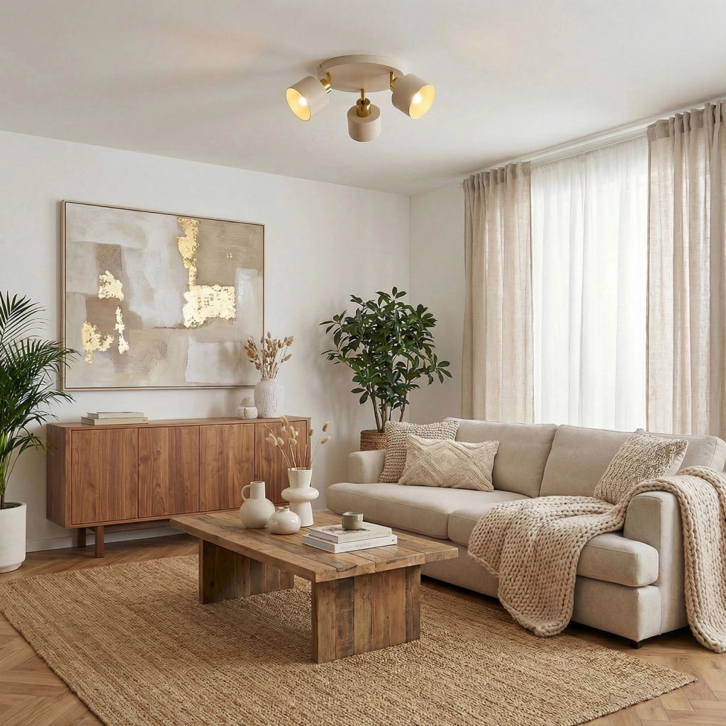Plafoniera Parkla 3xE27 beige oro acciaio