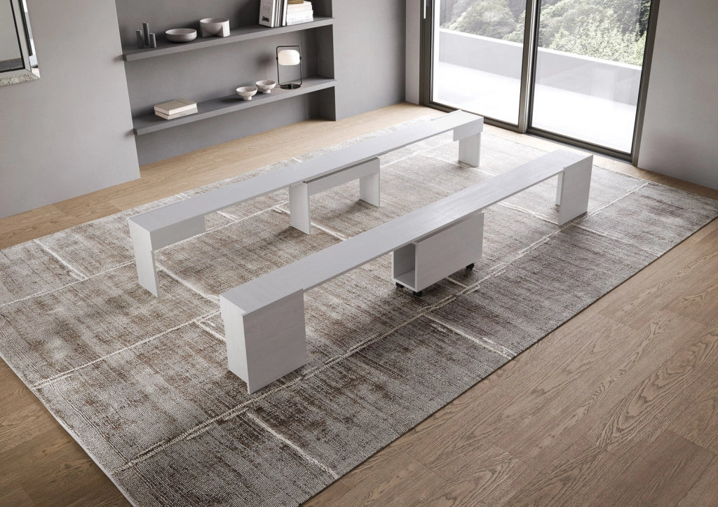 Panche Allungabili Inferiore e Superiore 72-300x26x60 cm Evolve Bianco Frassino
