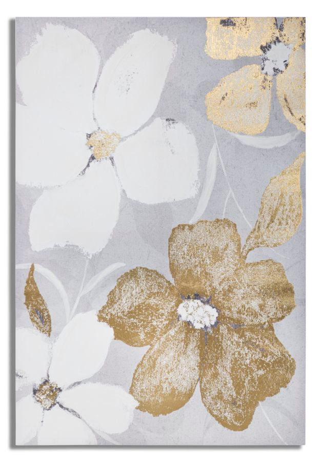 Stampa Dinpinta Flowery 80x3x120 cm in Legno e Tessuto