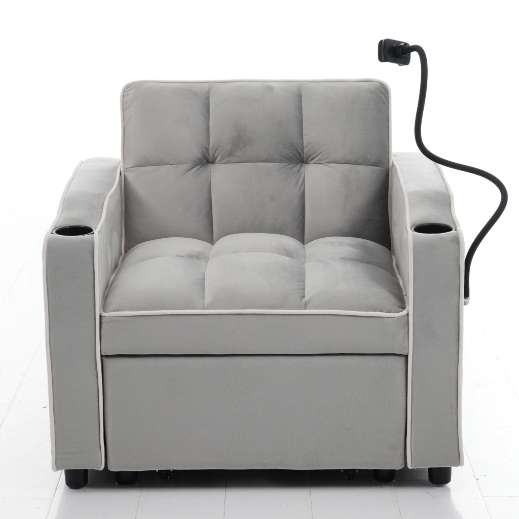 Divano Letto Singolo Estraibile ¨C MINIMAL ¨C con Portabicchieri e Porta Cellulare, 83x167x76 cm