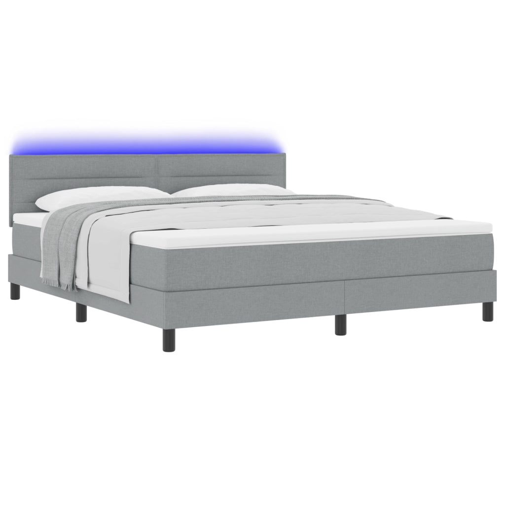 Letto a baldacchino con materasso & LED Grigio chiaro 180x200 cm Tessuto