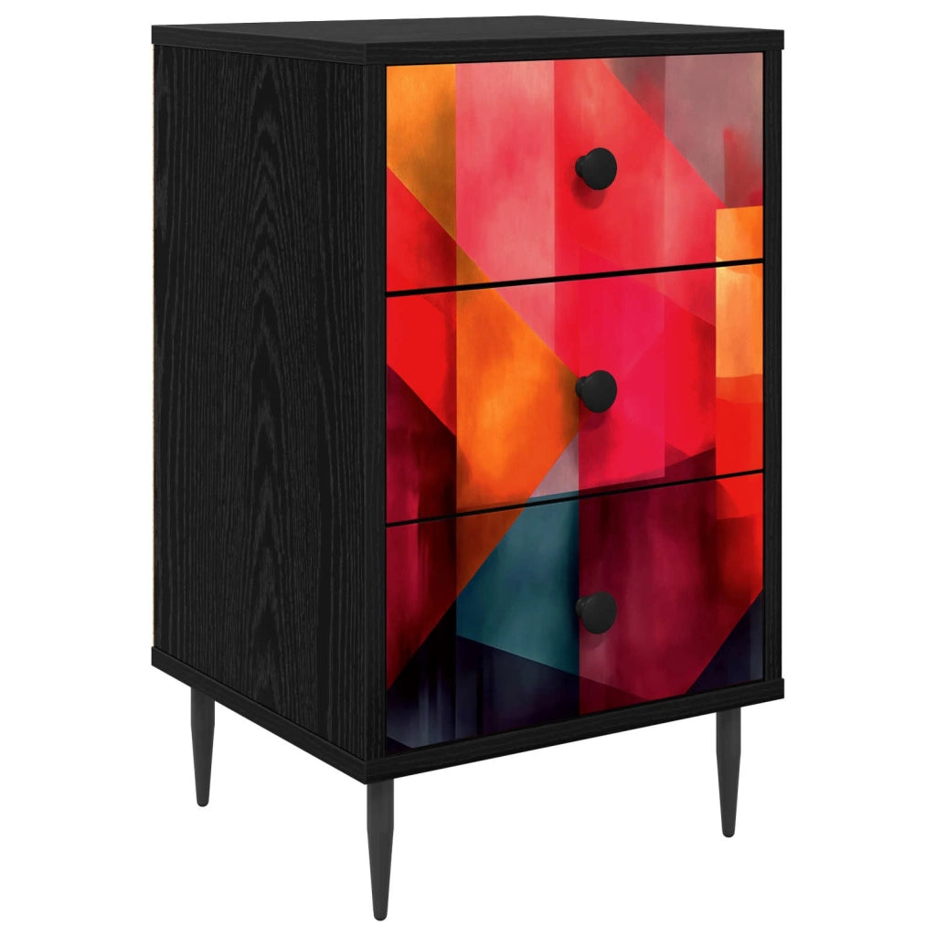 Armadio da Notte HEESCH Rovere Nero 36 x 33 x 61 cm 8007327