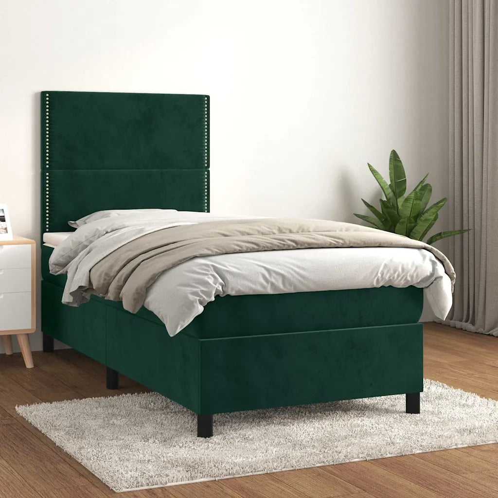 Giroletto a Molle con Materasso Verde Scuro 90x190 cm Velluto 3142938