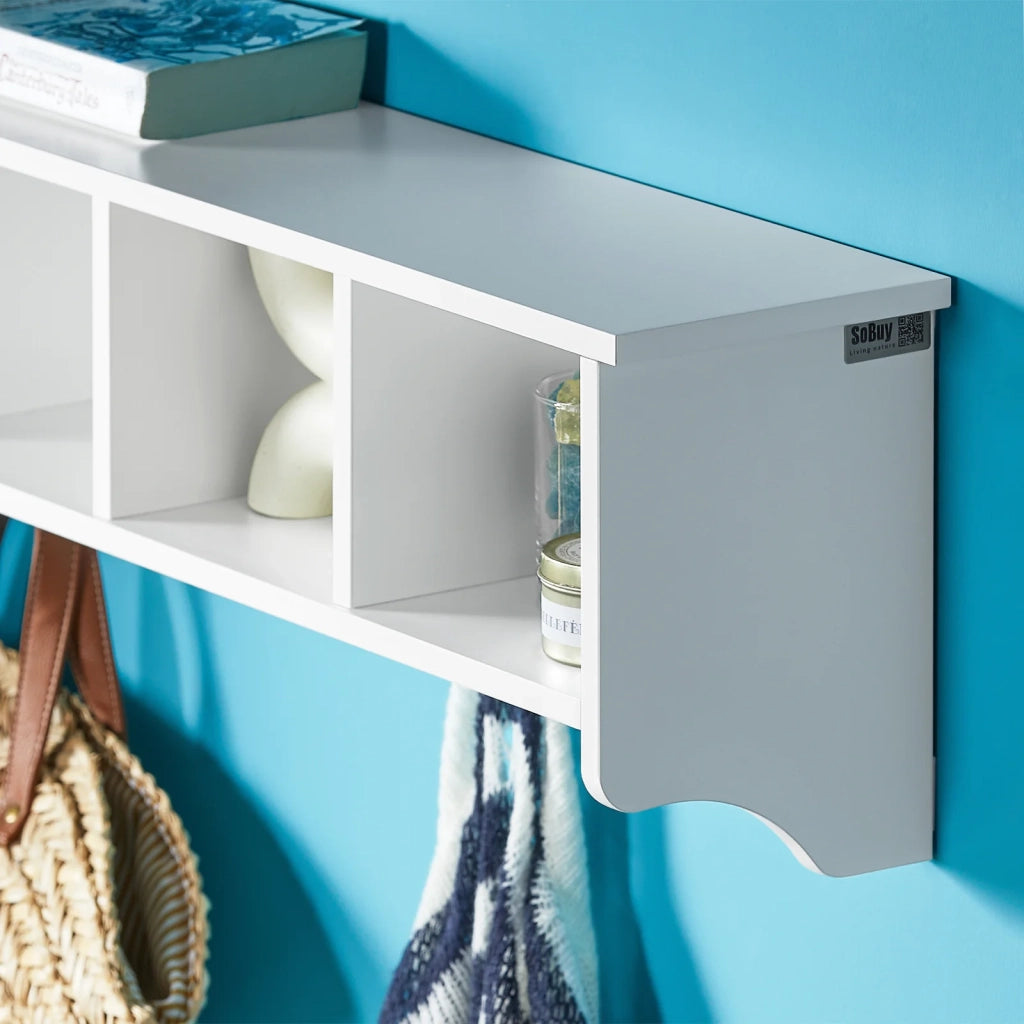 Portachiavi da parete Appendichiavi Appendiabiti Mensola da bagno L72cm Bianco FRG48-L-W