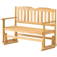 Panchina da Giardino a Dondolo da 2 Posti con Braccioli in Legno di Abete, 132x51x95.5cm, Colore Legno