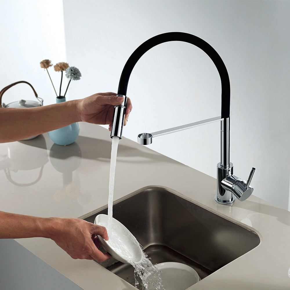 Miscelatore winter a canna alta con doccetta estraibile