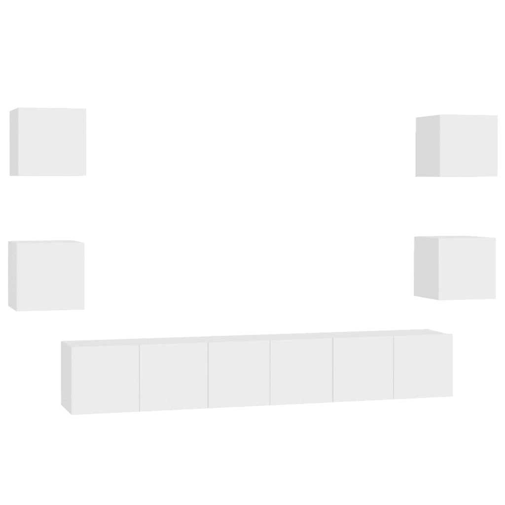 Set di Mobili Porta TV 7 pz Bianco in Legno Multistrato 3078661