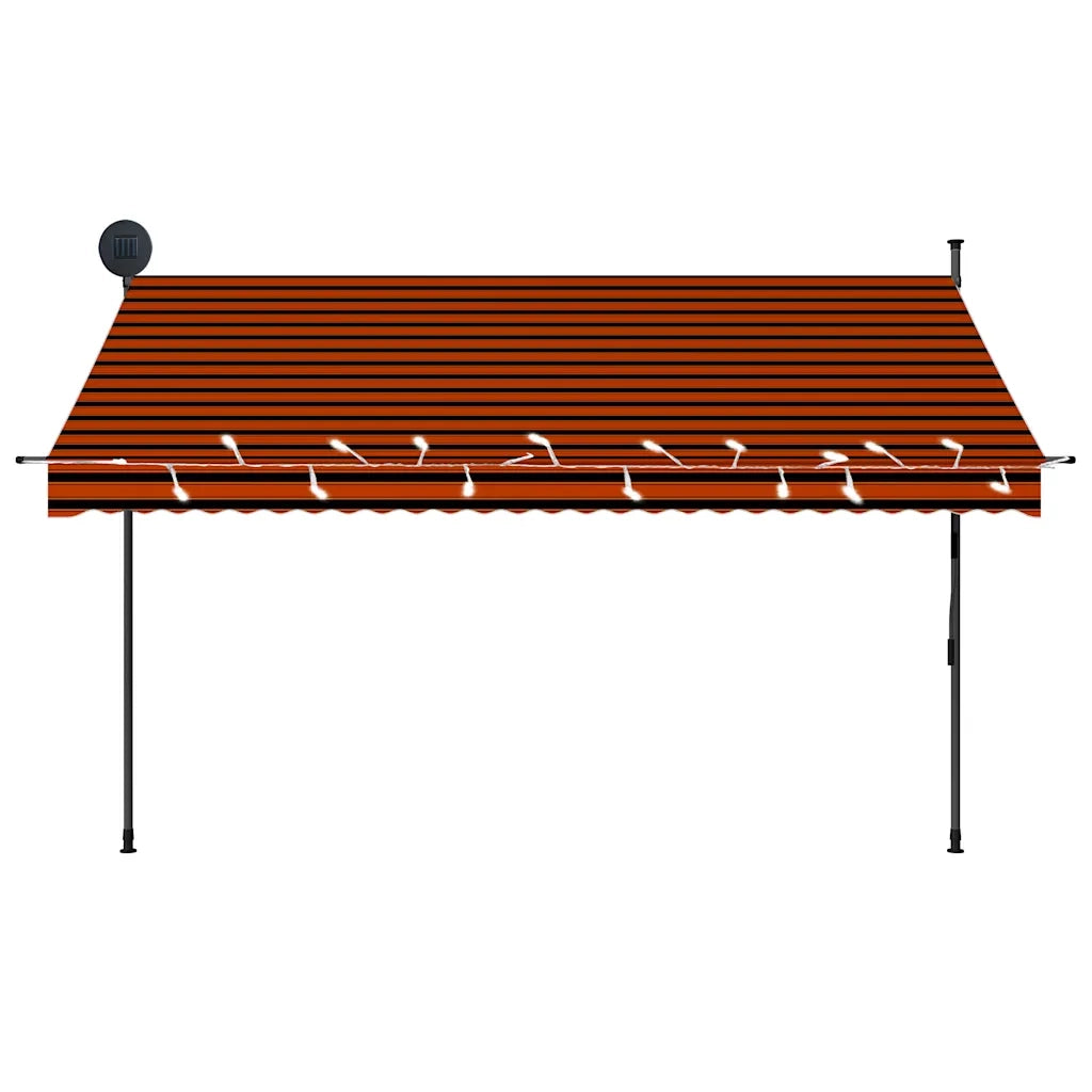 Tenda da Sole Retrattile Manuale LED 300 cm Arancione e Marrone 145880