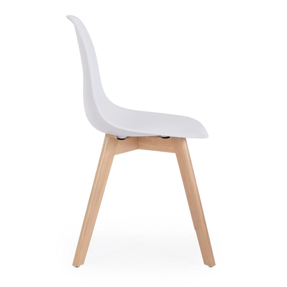 Set di 4 Sedie in Plastica con Gambe in Legno di Faggio Stile Nordico - JASMINE