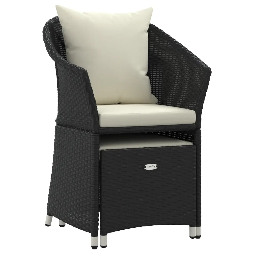 Set da Giardino 2 pz con Cuscini Nero in Polyrattan cod mxl 53677
