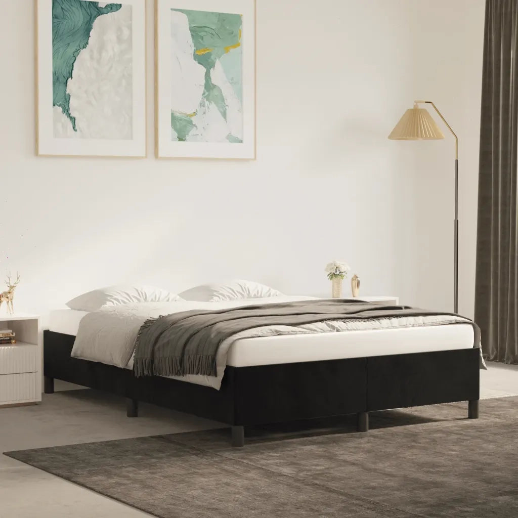 Giroletto senza Materasso-Struttura Letto Nero 140x200 cm in Velluto 815091