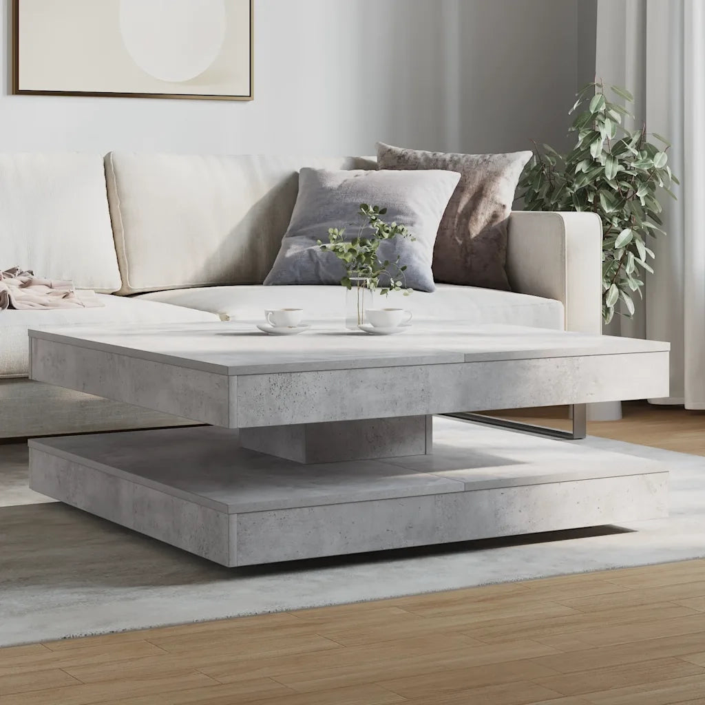 Tavolino da CaffÃ¨ Girevole a 360 Gradi Grigio 90x90x34,5 cm