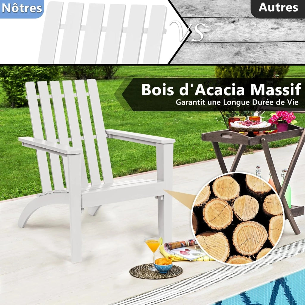 Sedia Adirondack da giardino esterno, poltrona Adirondack in legno di acacia, sedia esterna terrazza carico 160 kg, per giardino, balcone, piscina (nero)