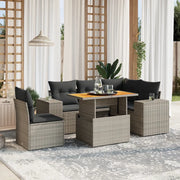 Set Divano da Giardino 6 pz con Cuscini Grigio in Polyrattan 3272642