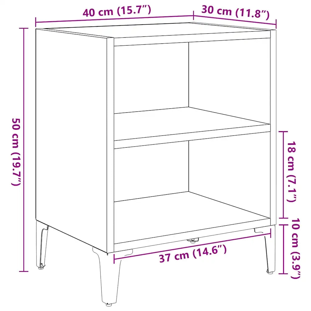 Armadio da Notte Rovere Nero 40 x 30 x 50 cm Legno multistrato 875102
