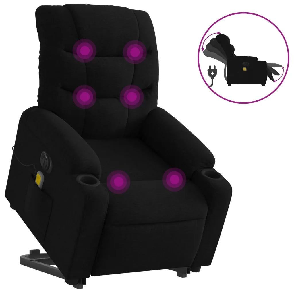 Poltrona Alzapersona Massaggiante Elettrica Nera in Tessuto 3206674
