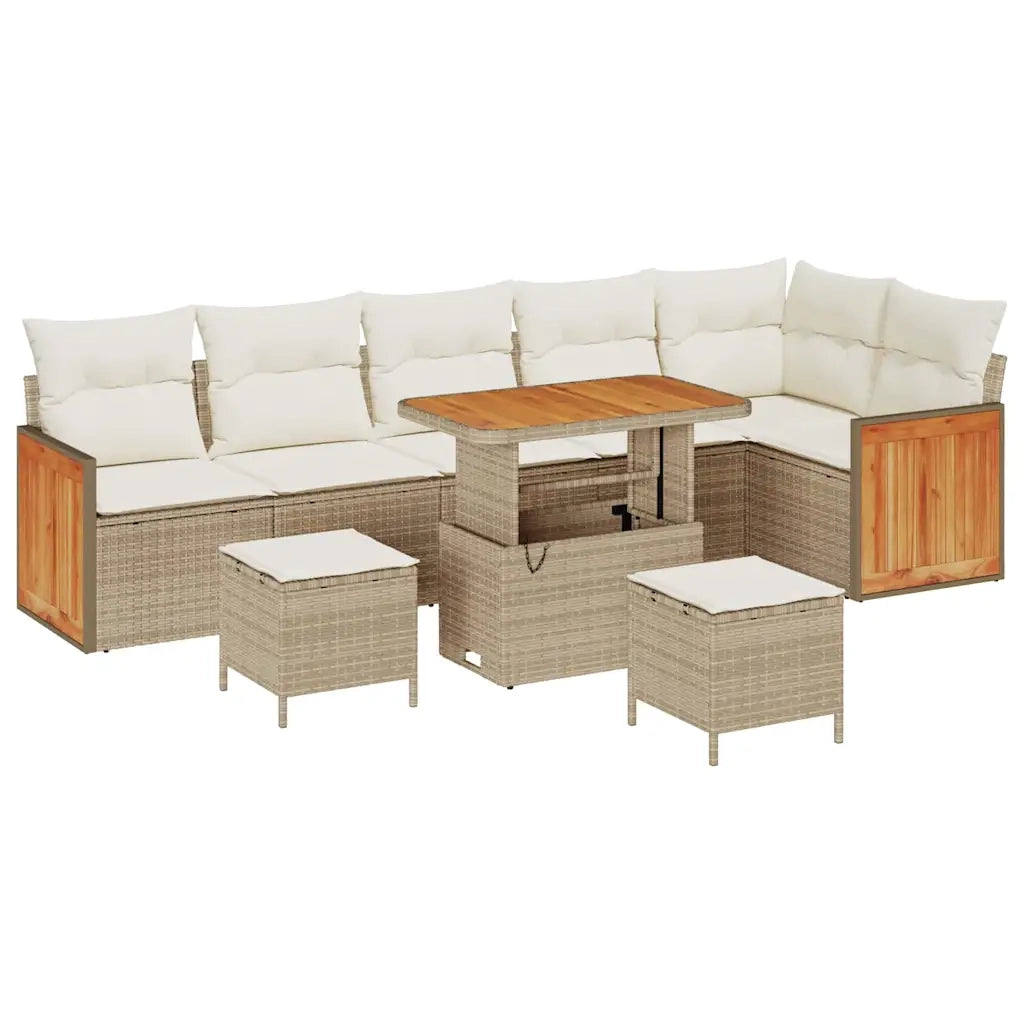 Set Divano da Giardino 11 pcs Beige e Crema polyrattan 3365276