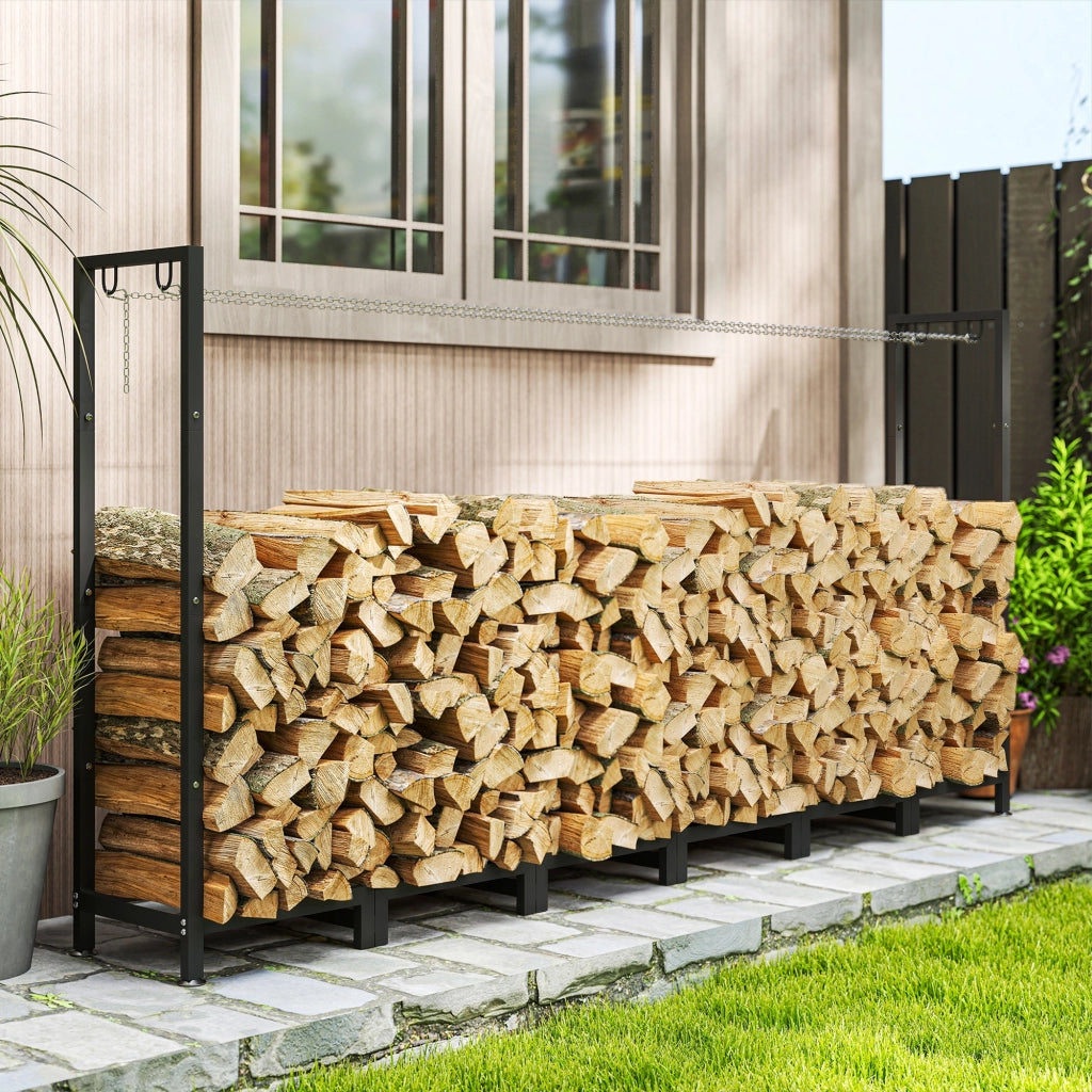Legnaia da Giardino Impermeabile ¨C Xylo ¨C Acciaio Nero 235x31x116cm