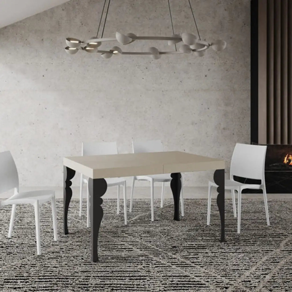 Tavolo allungabile 120/204x80 cm Paxon cashmere gambe antracite