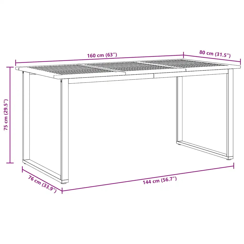 Tavolo da Giardino Grigio 160 x 80 x 75 cm 4010595