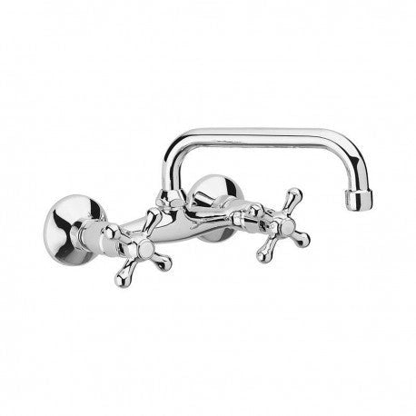 Rubinetto a muro parete per cucina o lavanderia vintage, canna 18 cm