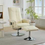 Poltrona Relax Reclinabile Massaggiante Elettrica con Poggiapiedi ¨C MINIMAL ¨C Similpelle Beige, Girevole 360¡ã