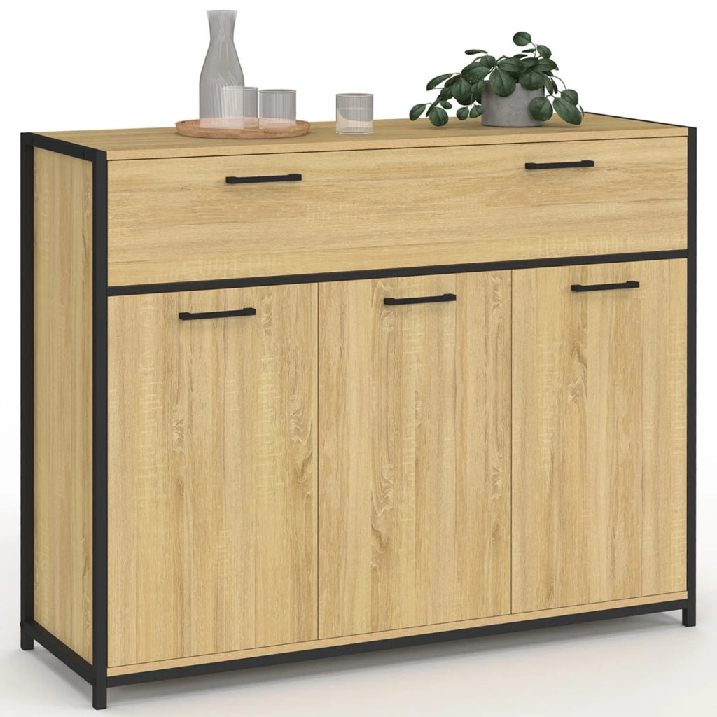 IDMarket - DETROIT Credenza da 100 cm con 3 ante e 1 cassetto, design industriale