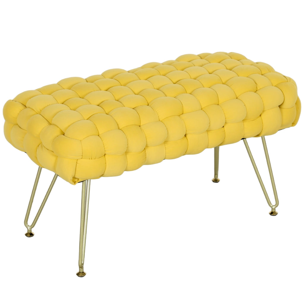 Pouf Piede Letto Imbottito Velluto Giallo ¨C zephmum ¨C Con Seduta