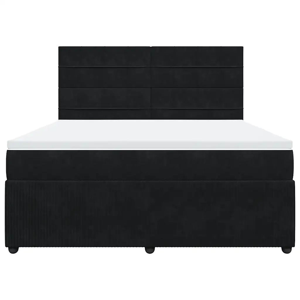 Giroletto a Molle con Materasso Nero 180x200 cm in Velluto 3292408