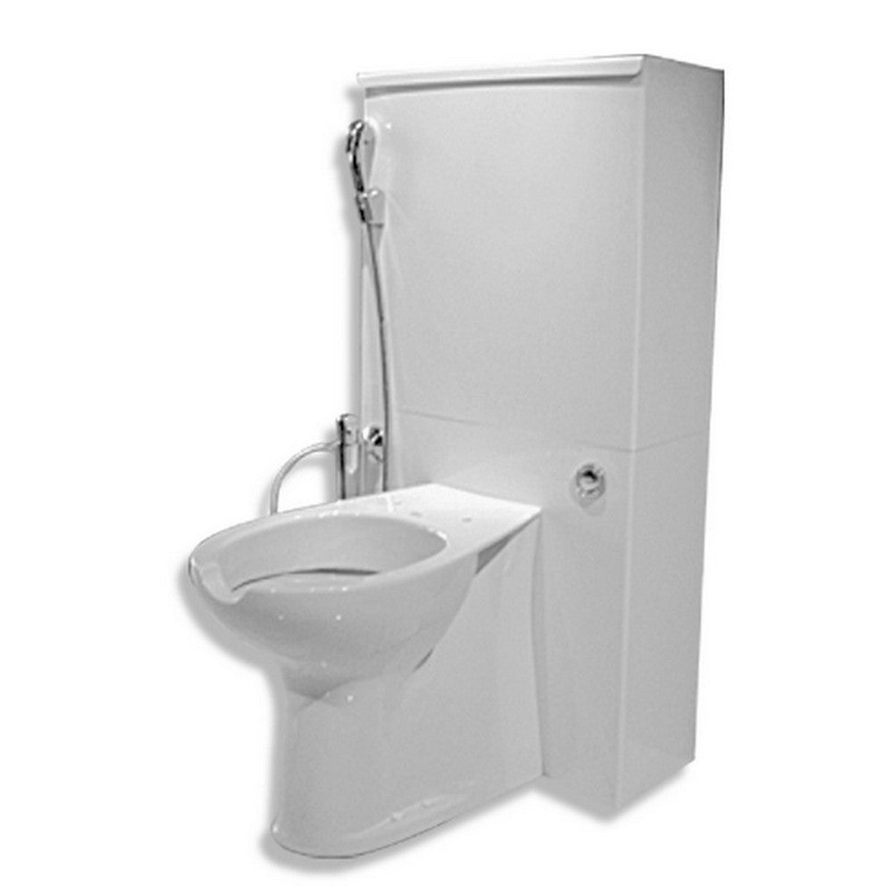 Parete attrezzata h120 con vaso a terra, miscelatore e doccetta