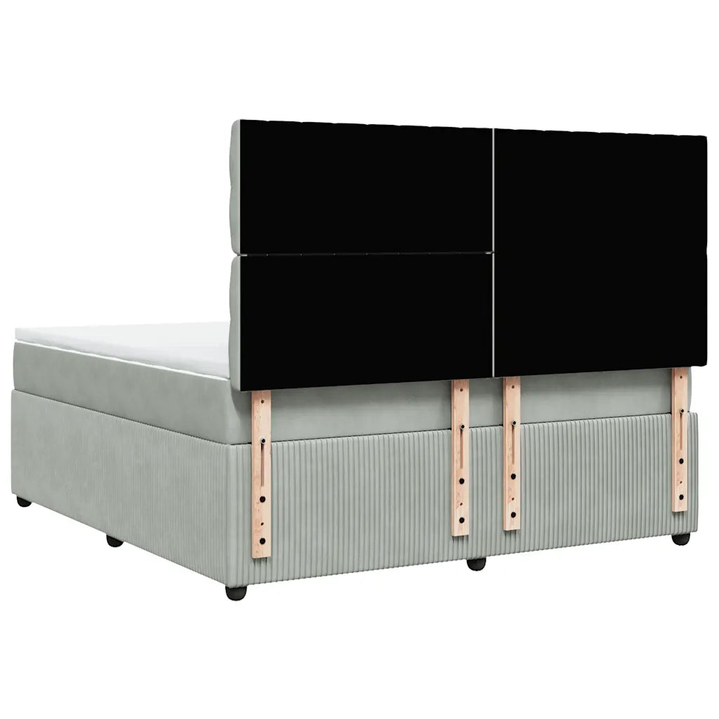 Giroletto a Molle con Materasso Grigio Chiaro 180x200cm Velluto