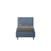 Letto singolo contenitore imbottito 80x190 microfibra blu Appia