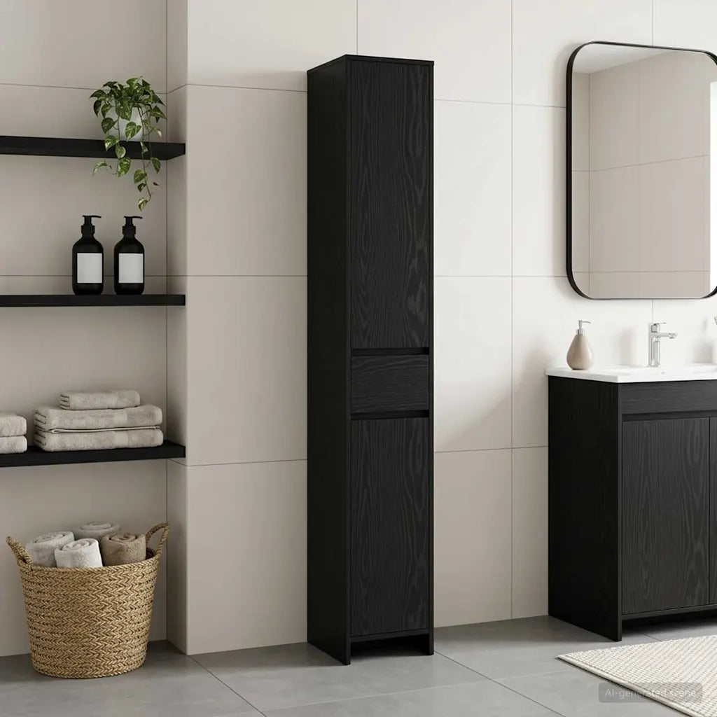 Mobile da Bagno Rovere Nero 30 x 33 x 190 cm 890753