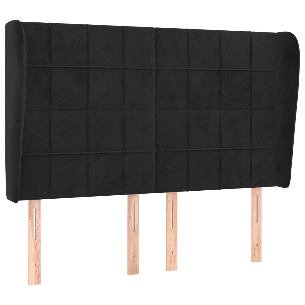 Testiera | Testata ad Orecchio Nera 147 x 23 x 118/128 cm in Velluto