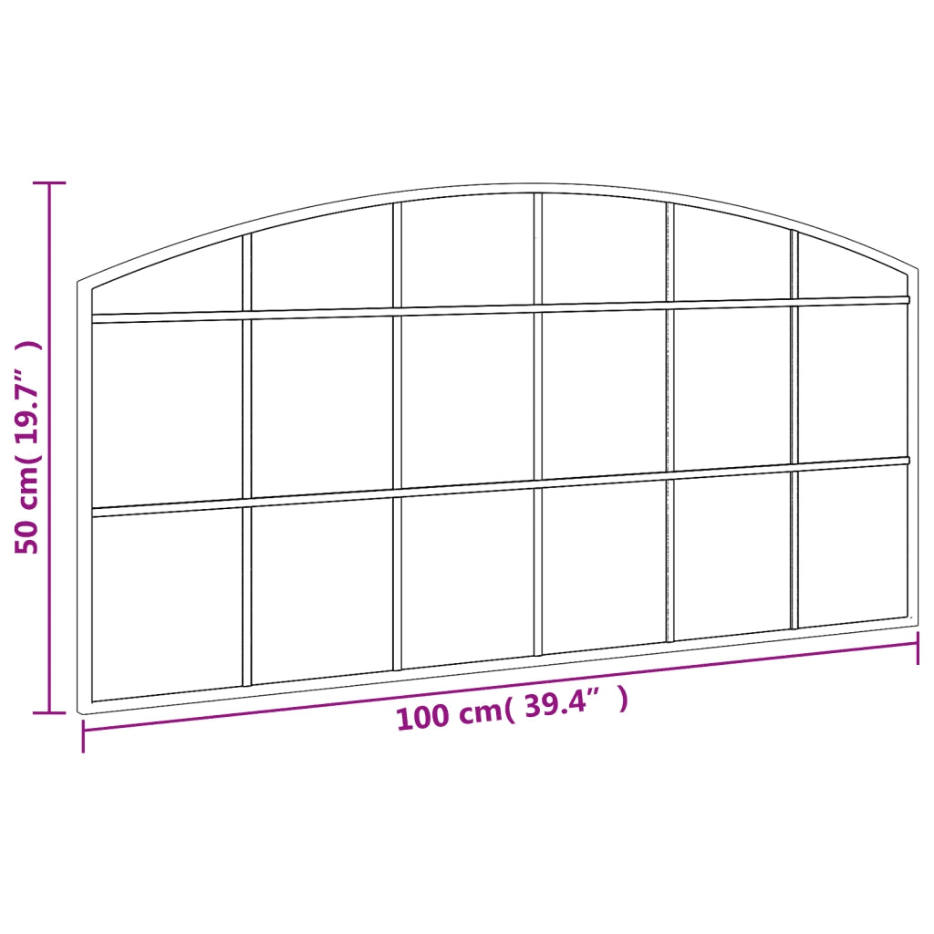 Specchio da Parete-Specchio a Muro-Specchio Decorativo Nero 100x50 cm Arco in Ferro 601022